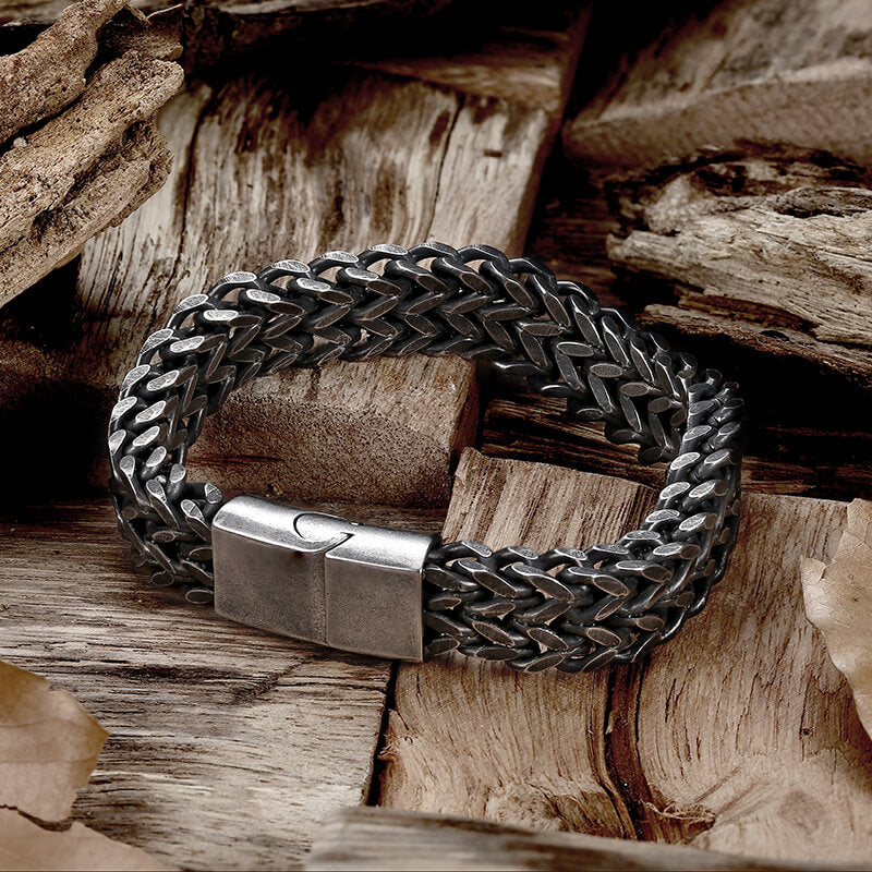 Double Layer Braided Keel Stainless Steel Bracelet