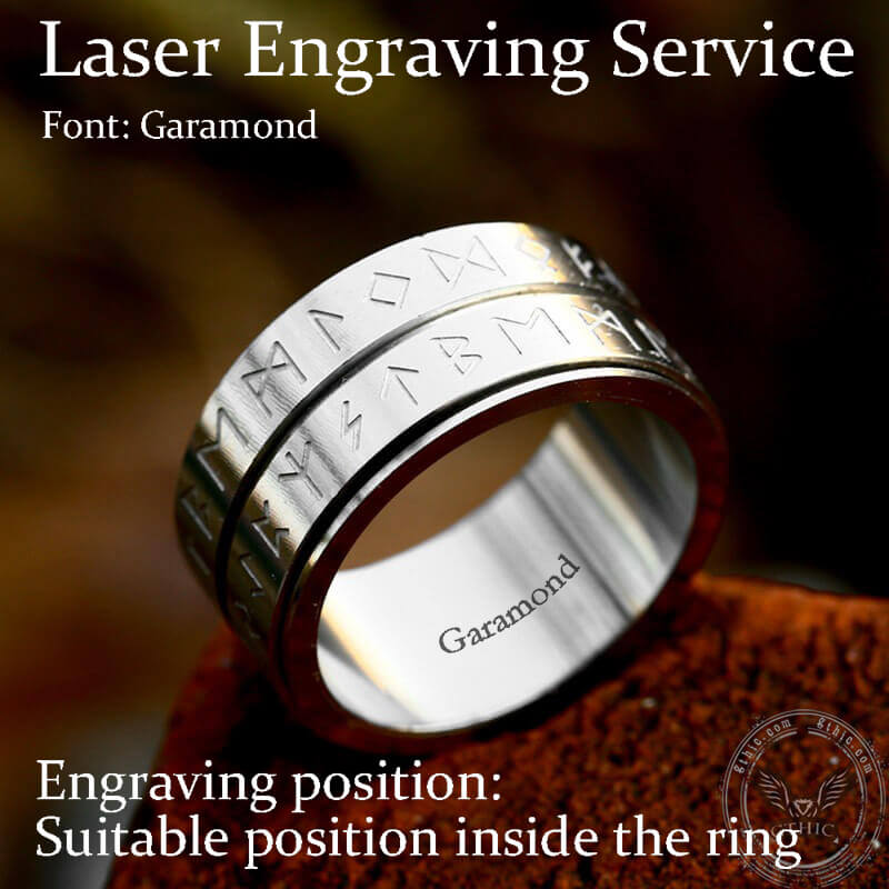Anillo vikingo de acero inoxidable con runas de doble capa