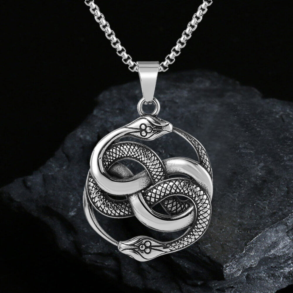 Double Ouroboros Snake Stainless Steel Animal Pendant