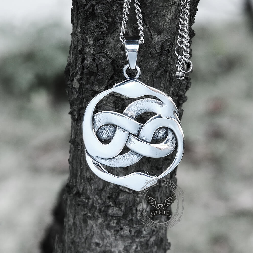 Double Ouroboros Snake Stainless Steel Animal Pendant