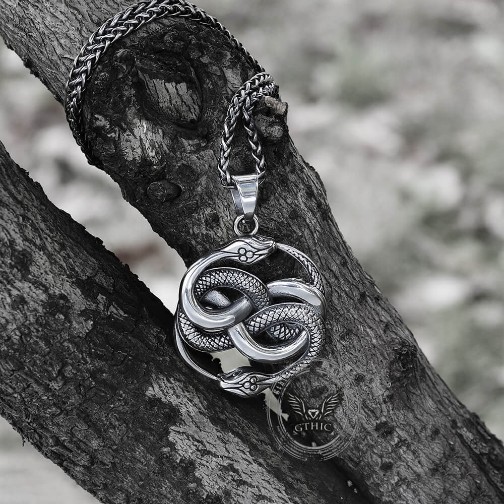Double Ouroboros Snake Stainless Steel Animal Pendant