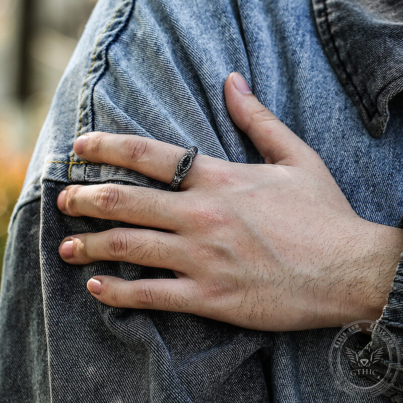 Anillo de acero inoxidable con forma de dragón Ouroboros