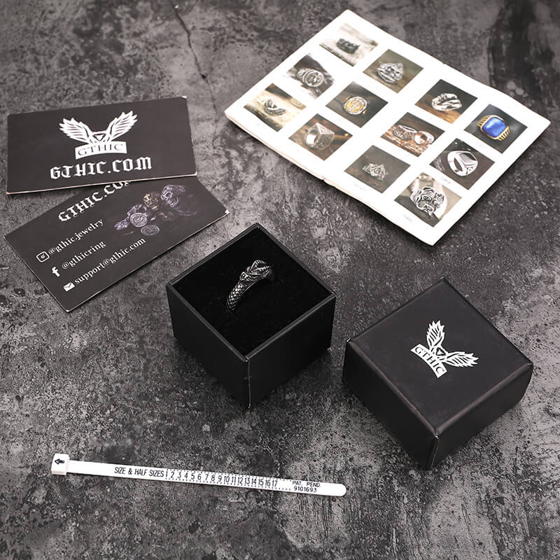 Anillo de acero inoxidable con forma de dragón Ouroboros