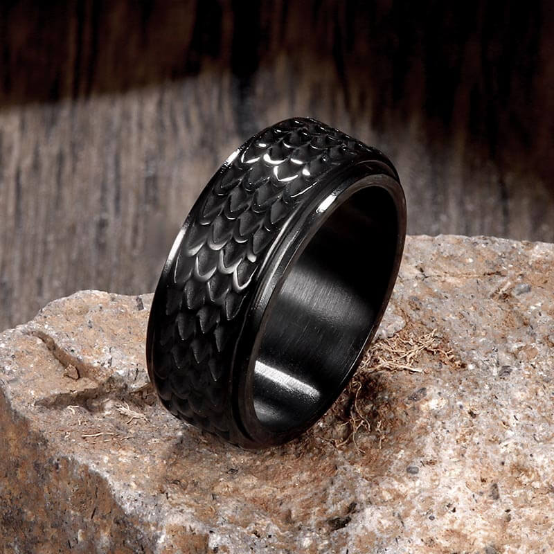 Dragon Scale Stainless Steel Spinner Ring