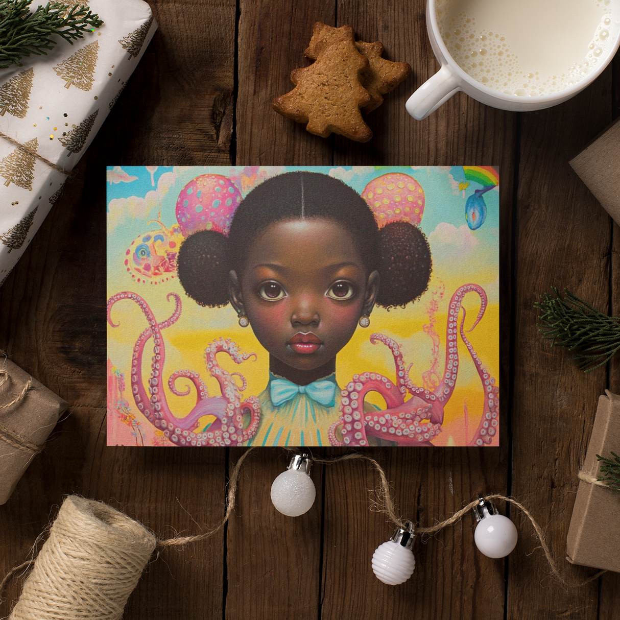 Afrofuturistic & Surreal Pastel Tentacle Postcard