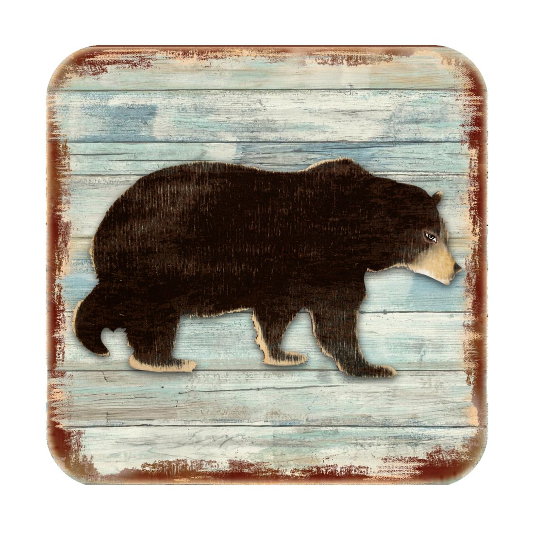 Bear Wooden Cork Coasters Gift Set of 4 by Nature Wonders - Nature Wildlife Decor - 8198215-9C-S4