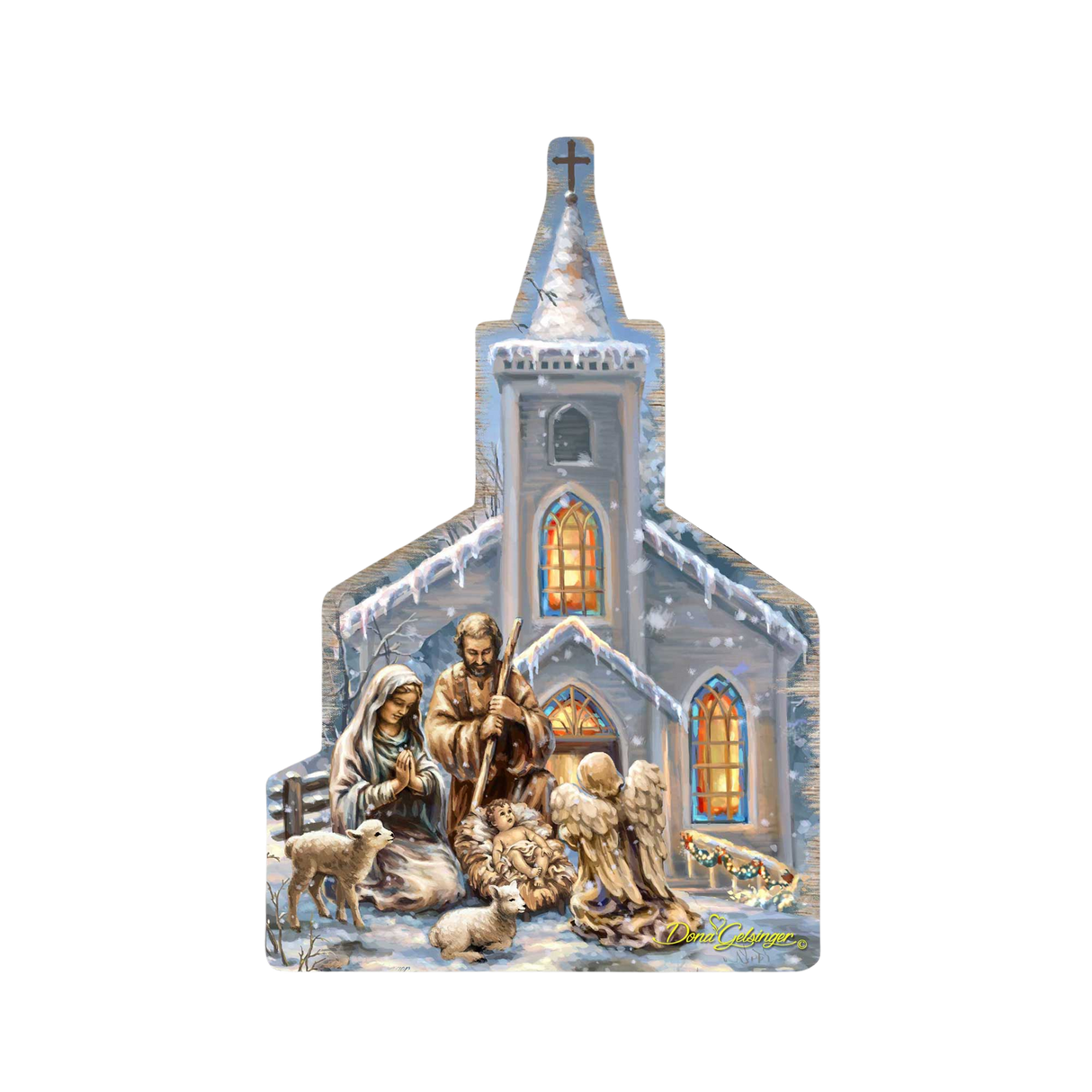Nativity at the Chapel Nativity Door Decor by D. Gelsinger - Nativity Holiday Decor - 8121016H-1606