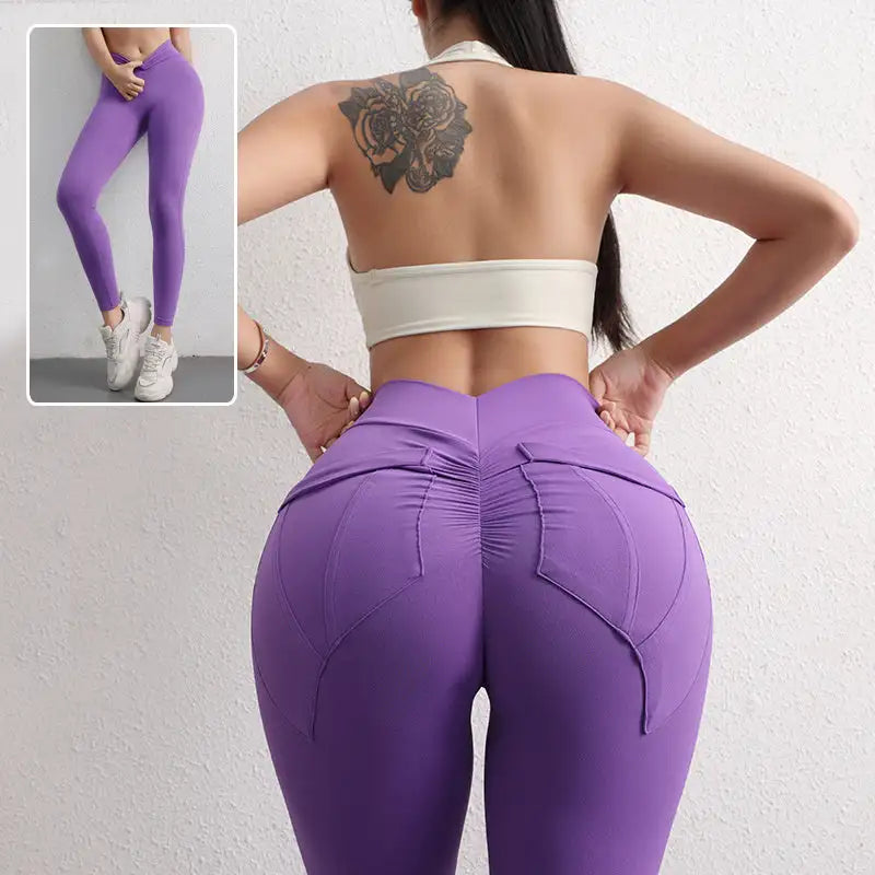 High Waist Hip Lift Yoga Pants With Pockets Women's Sports Fitness Trousers Leggings - Lootquake