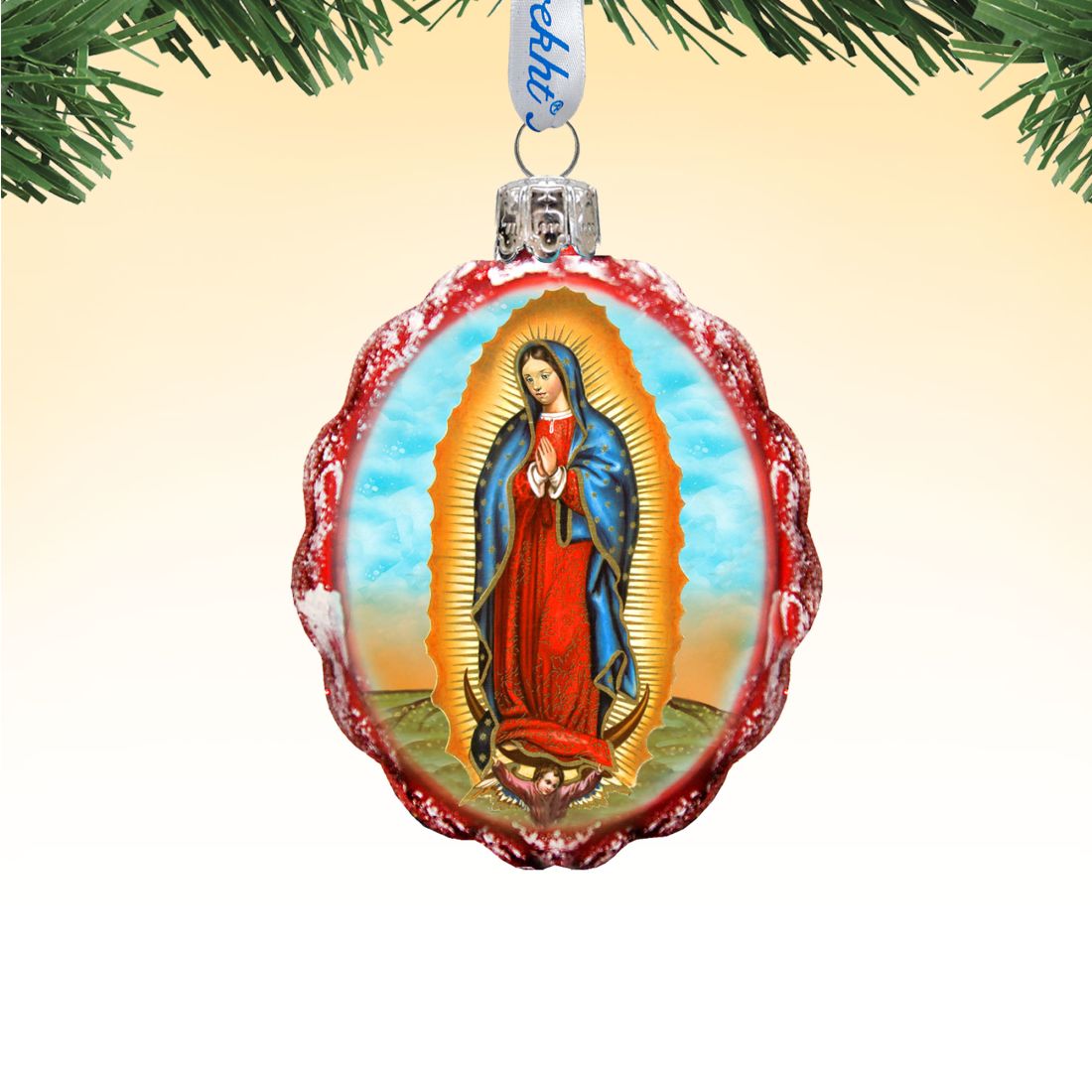 Adorno de vidrio de mercurio de la Virgen de Guadalupe de G. DeBrekht - Decoración navideña - 772020