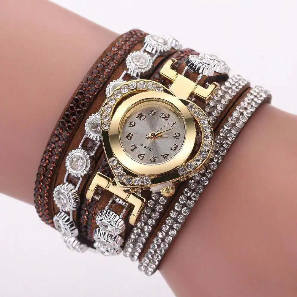 Colorful Bracelet Watch, Heart Shaped With Diamond Dials - Lootquake