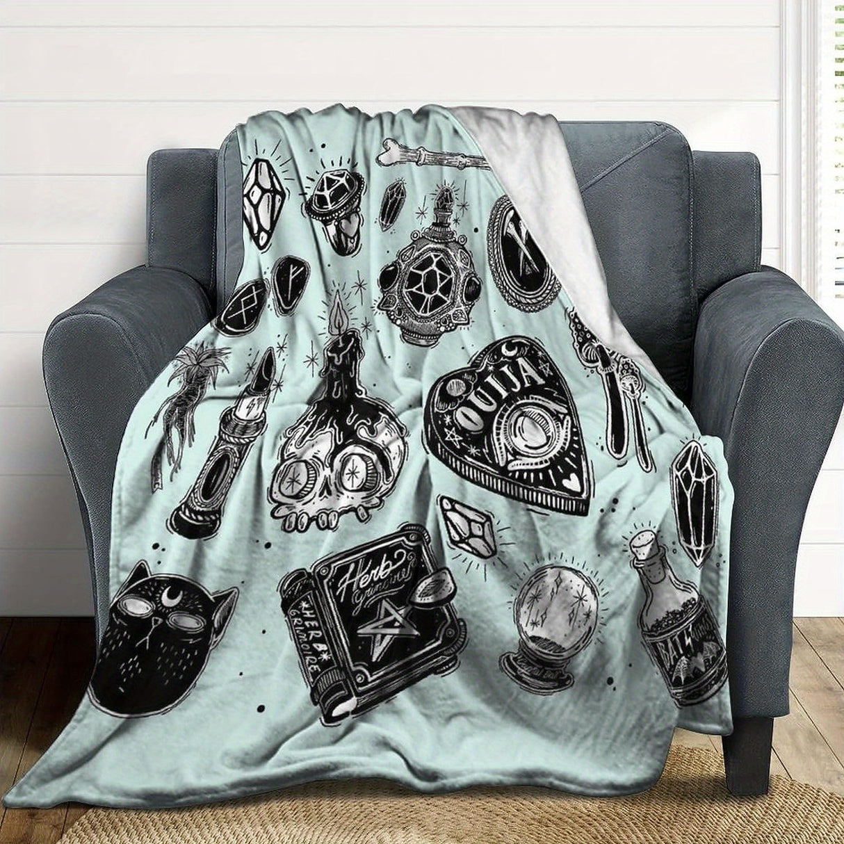 1pc Witch Gothic Blanket Lightweight Flannel