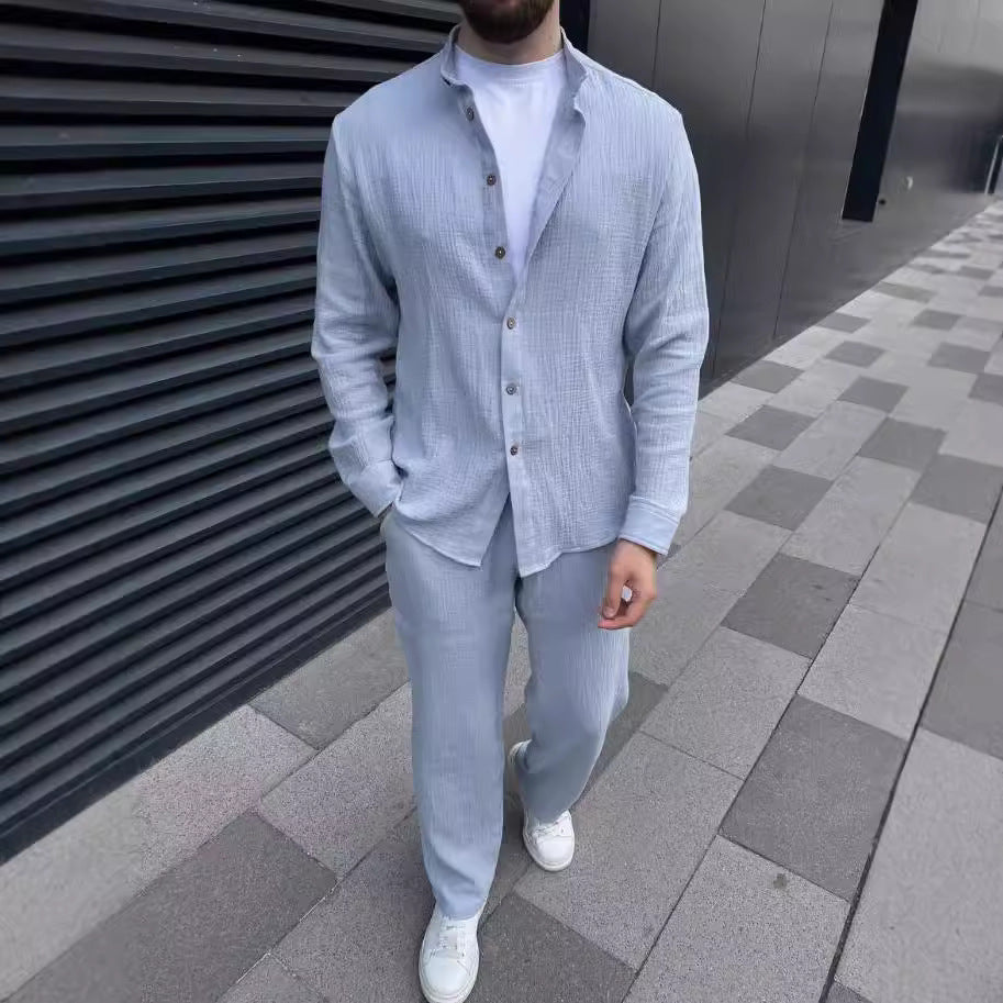 Cotton Men Suit Fashion Comfortable Top Pants - Lootquake