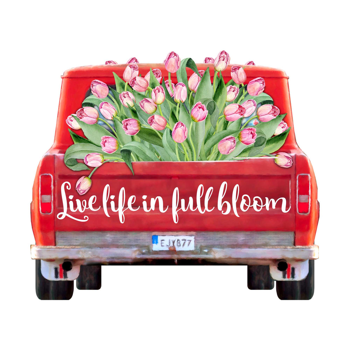 Blooming Love Truck Wooden Door Hanger Wall by G. DeBrekht - Love Family Kids Decor - 8191165H