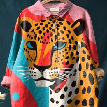 Camiseta holgada con cuello redondo y estampado informal de talla grande para mujer