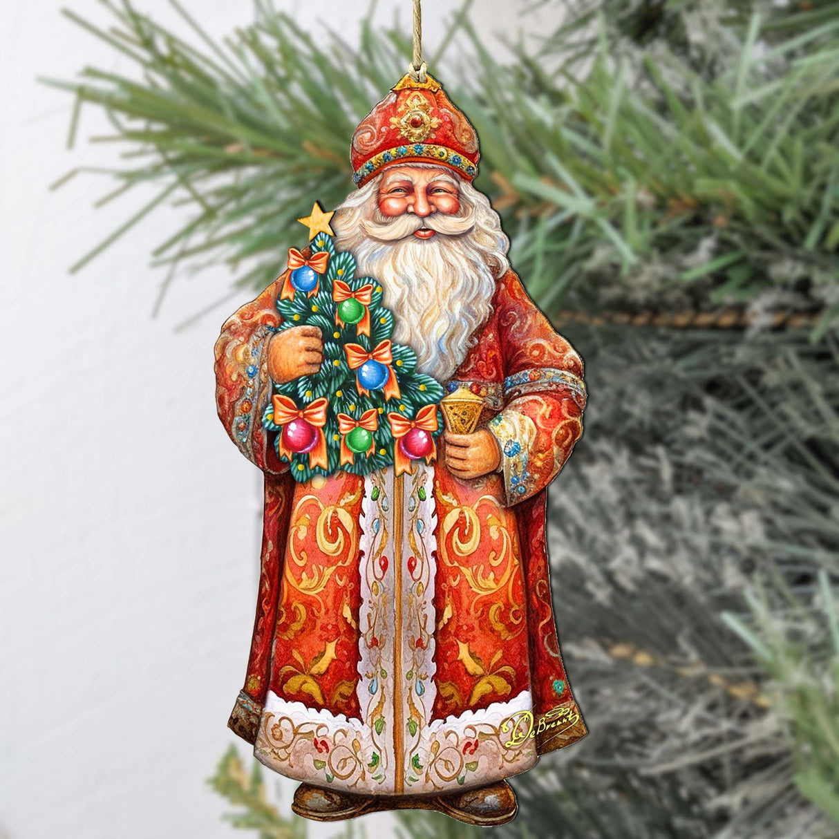 Santa's Tree of Joy Wooden Ornaments by G. Debrekht - Christmas Santa Snowman Decor - 8691418