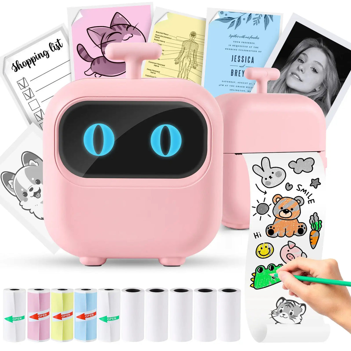 Mini Printer, All Purpose Sticker Maker With Thermal Papers, Bluetooth Portable Printer All Purpose - Lootquake