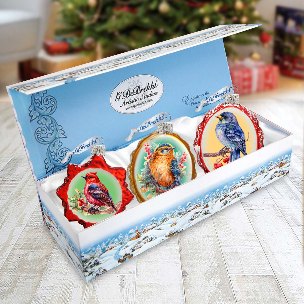 Forest Birds Mercury Glass Ornaments Set of 3 by G. Debrekht - Wildlife Holiday Décor - 770147S3