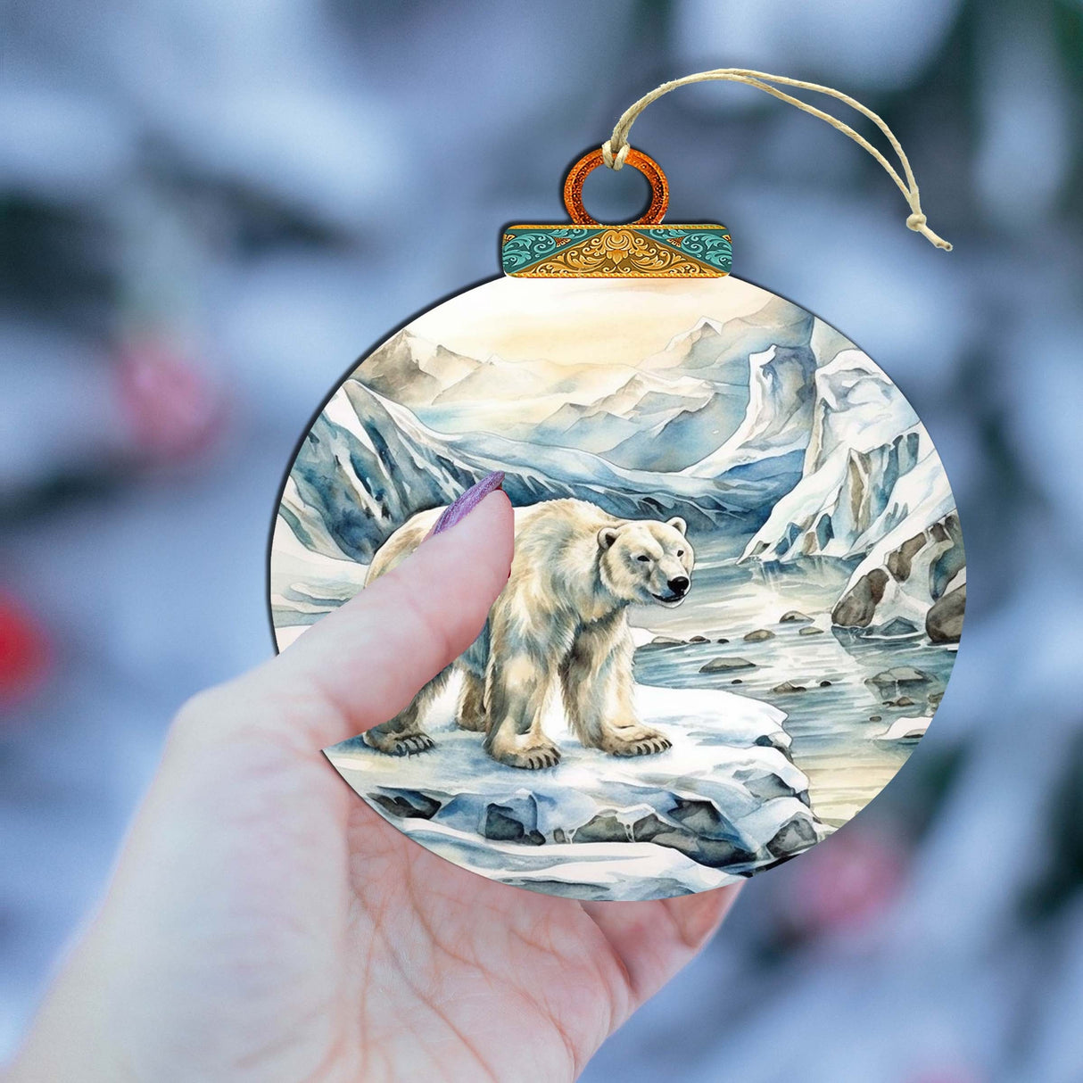 Adornos de madera de oso polar con cachorro de G.Debrekht - Decoración navideña con temática de vida silvestre - 870048