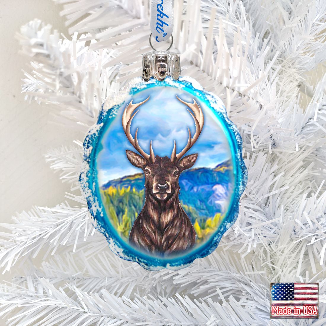 Caribou Mercury Glass Ornament by G. DeBrekht - Wildlife Holiday Decor - 771057