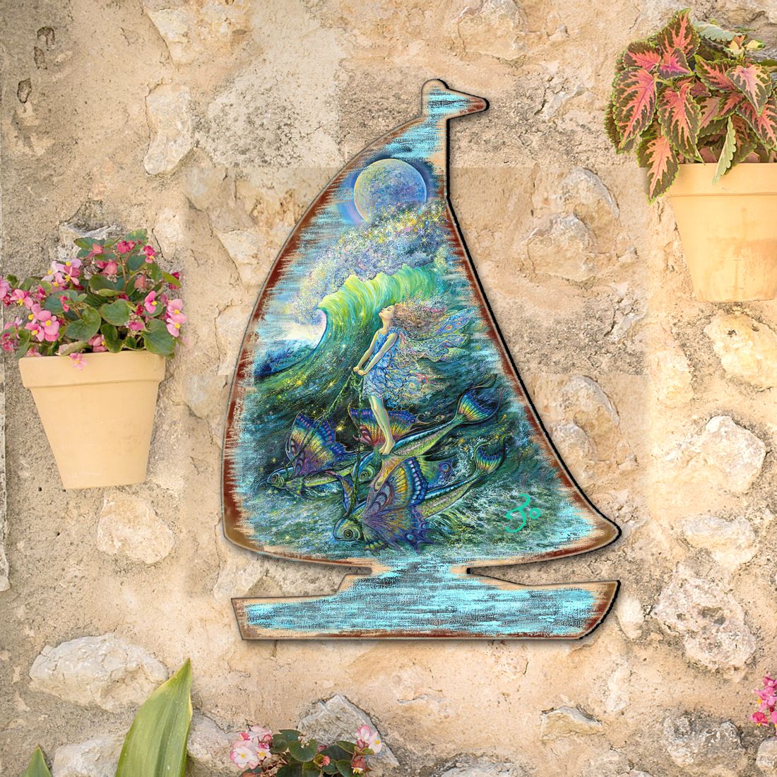 Decoración costera para puerta "Surfers Dream" de Josephine Wall - Decoración costera con vida marina - 8472103H-JW