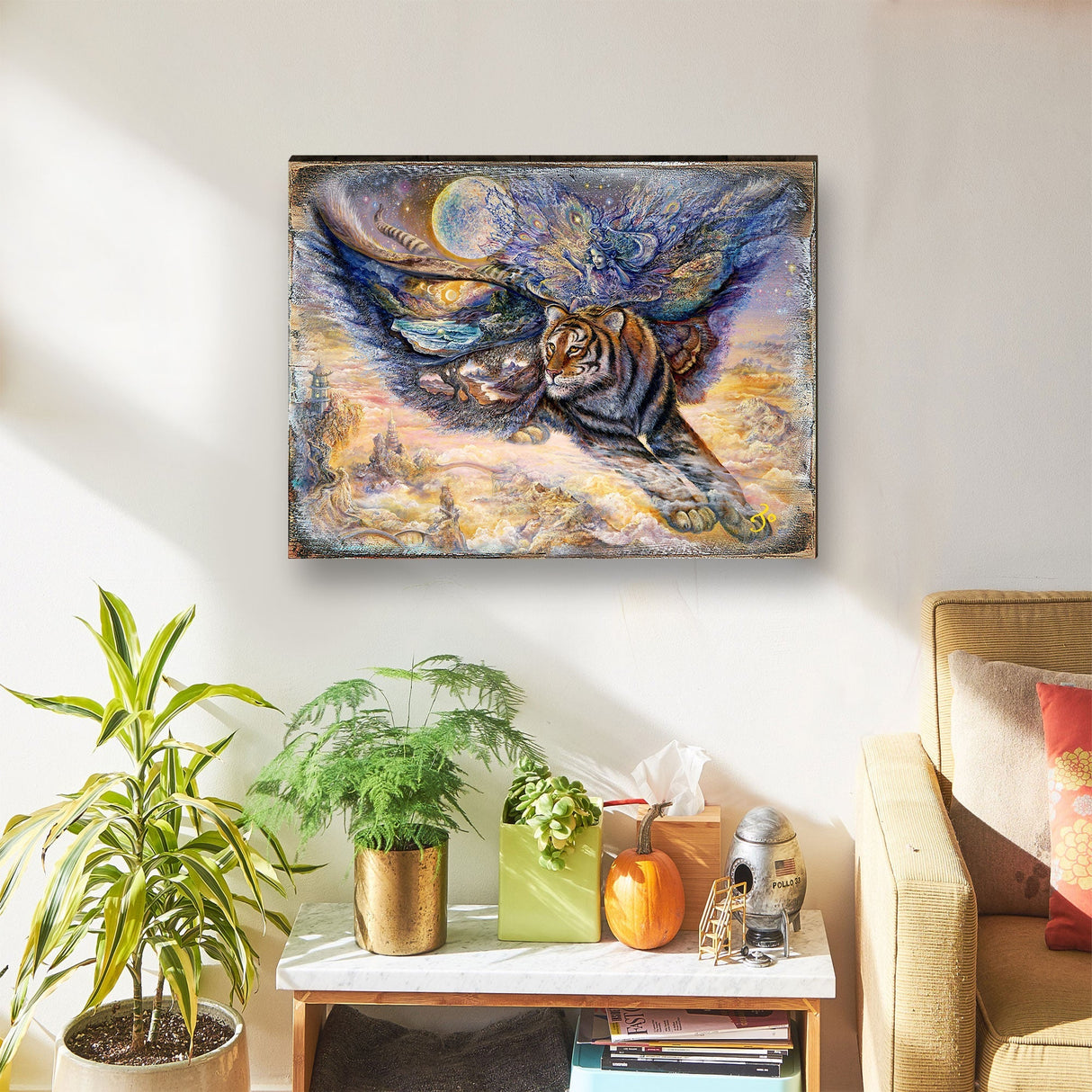 Arte de pared de madera de fantasía con diseño de polilla tigre de Josephine Wall - Decoración de fantasía - 852145-JW