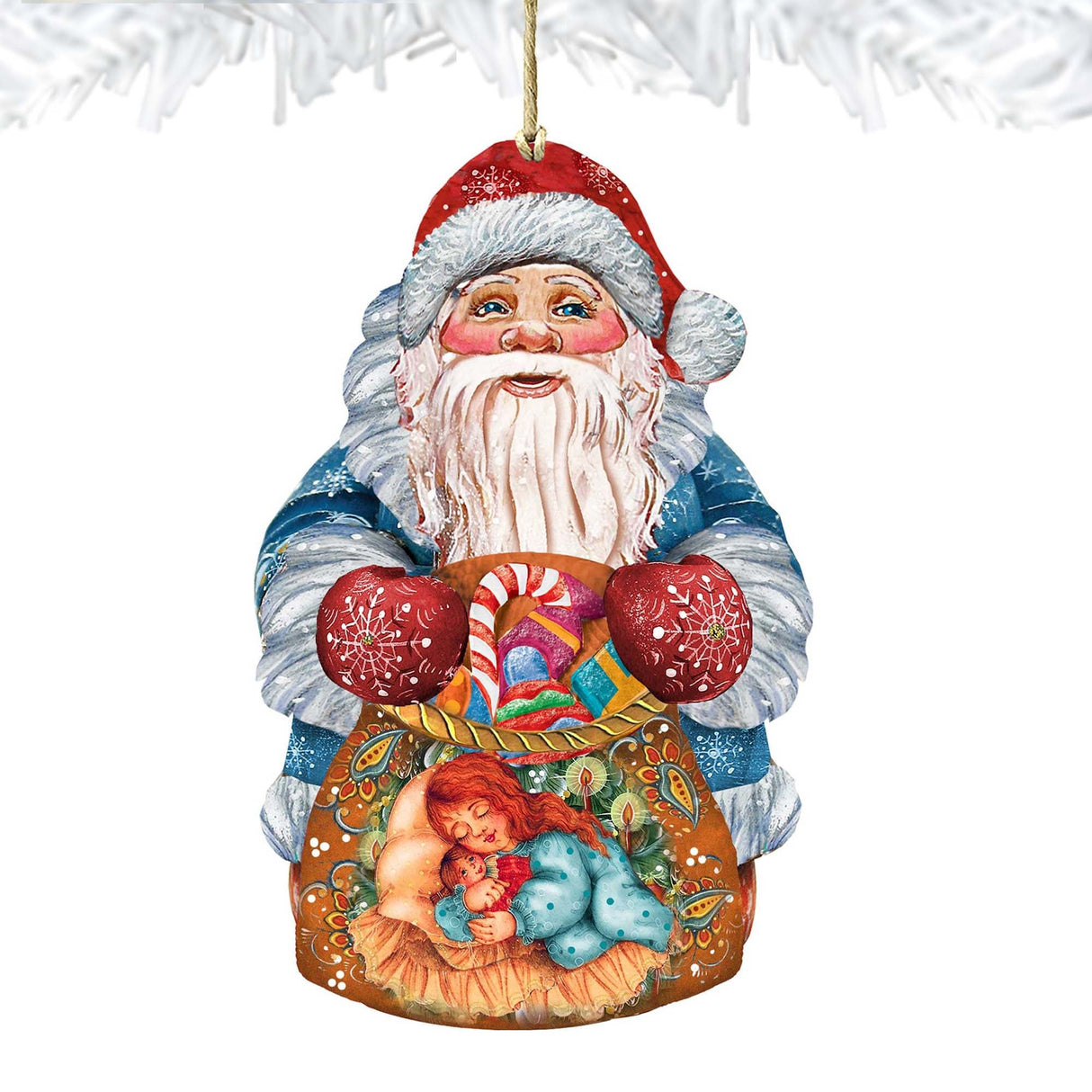 Adornos navideños de madera con forma de Papá Noel, bolsa de regalo, de G. DeBrekht - Decoración navideña con muñeco de nieve de Papá Noel - 8117901