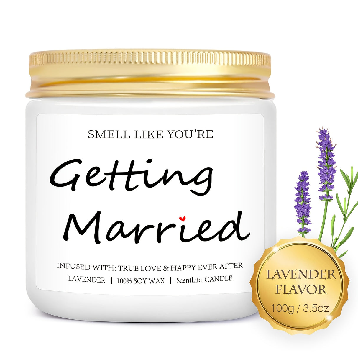 Lavender Bliss Bridal Shower Candle - 3.5oz Soy Wax Scented Candle with True Love & Happy Ever After Aroma, Ideal for Engagement, Bachelorette Party & Wedding Gifts, Infused with Lavender Essence, Wedding Favor Candle|Elegant