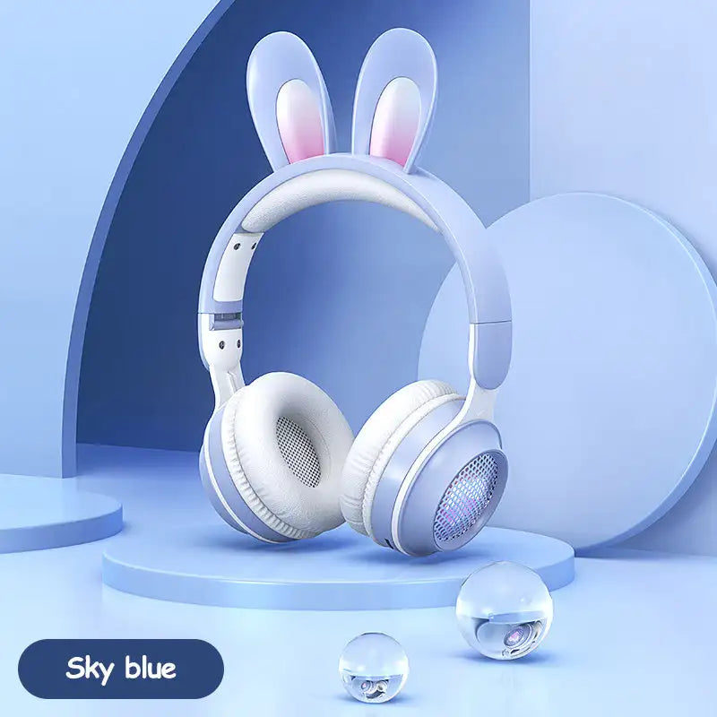 Rabbit Ear Headphones Wireless Luminous Extendable Wheat Headphones - Lootquake