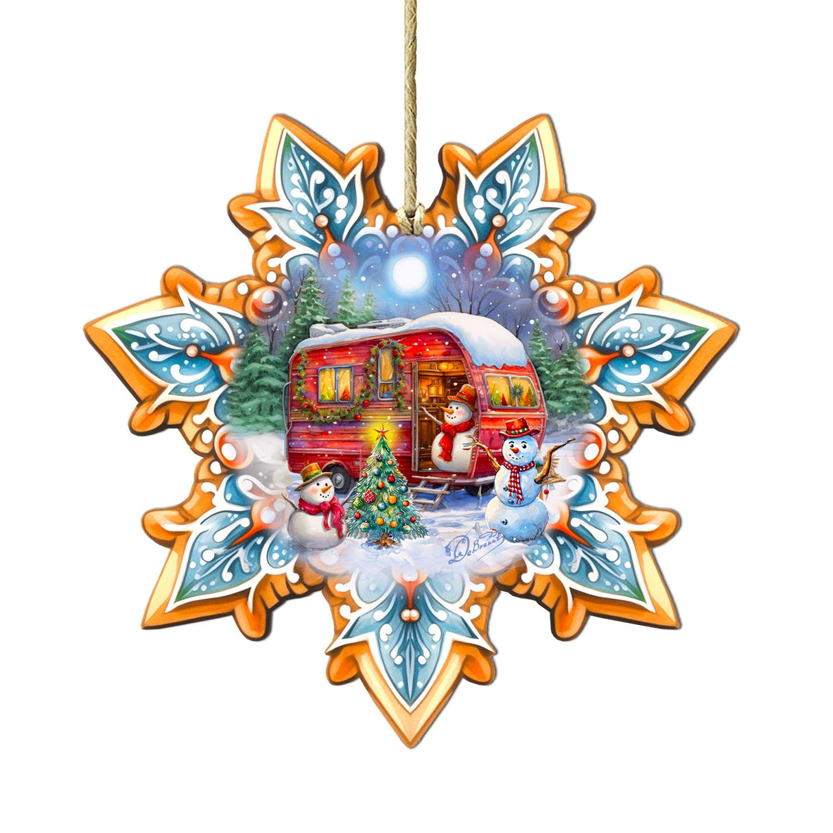 Adornos de madera con forma de copo de nieve de G. Debrekht - Decoración navideña de Papá Noel - 8688428