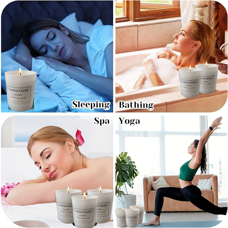 6 Bottles, Scented Candle, 150g (5.29oz) Smokeless Candle, 45 Hours Burning Time, Vanilla, Jasmine, Lavender, Home, White Glass Gift Box, Wedding, Birthday, Halloween, Thanksgiving, Christmas, Mom, Friend, Wife Sister Women H