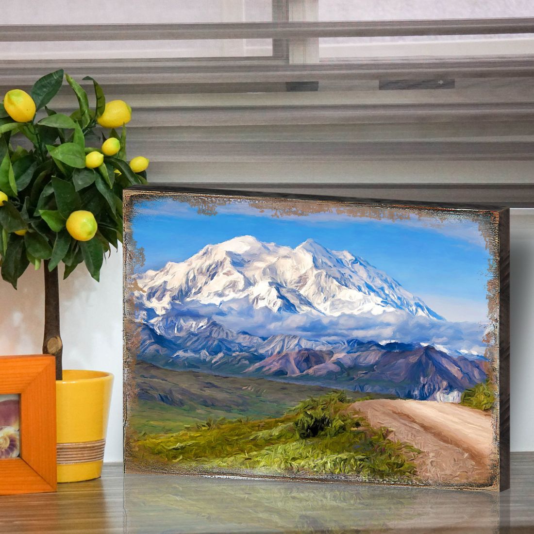 Mountain View Art Wooden Wall Art by Nature Wonders - Nature Wildlife Decor - 95242B