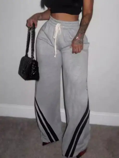 Women's Solid Color Lace Up Loose And Fashionable Casual Sports Pants - Lootquake