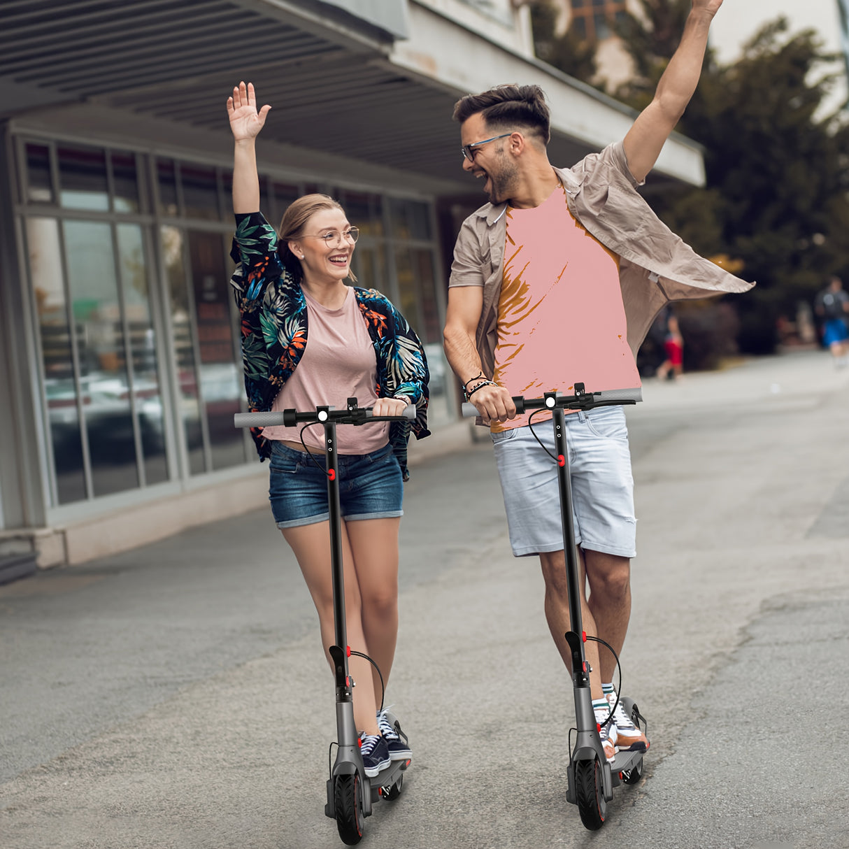 LADPED LP80 350W Foldable Electric Scooter for Adults & Teens, 8.5" Anti-skid Solid Tires, 19 Mile Range, 19MPH &3 Speed Modes, LCD Display, Puncture-Resistant, with Headlight & Taillight - Perfect for Commuting, Campus, And