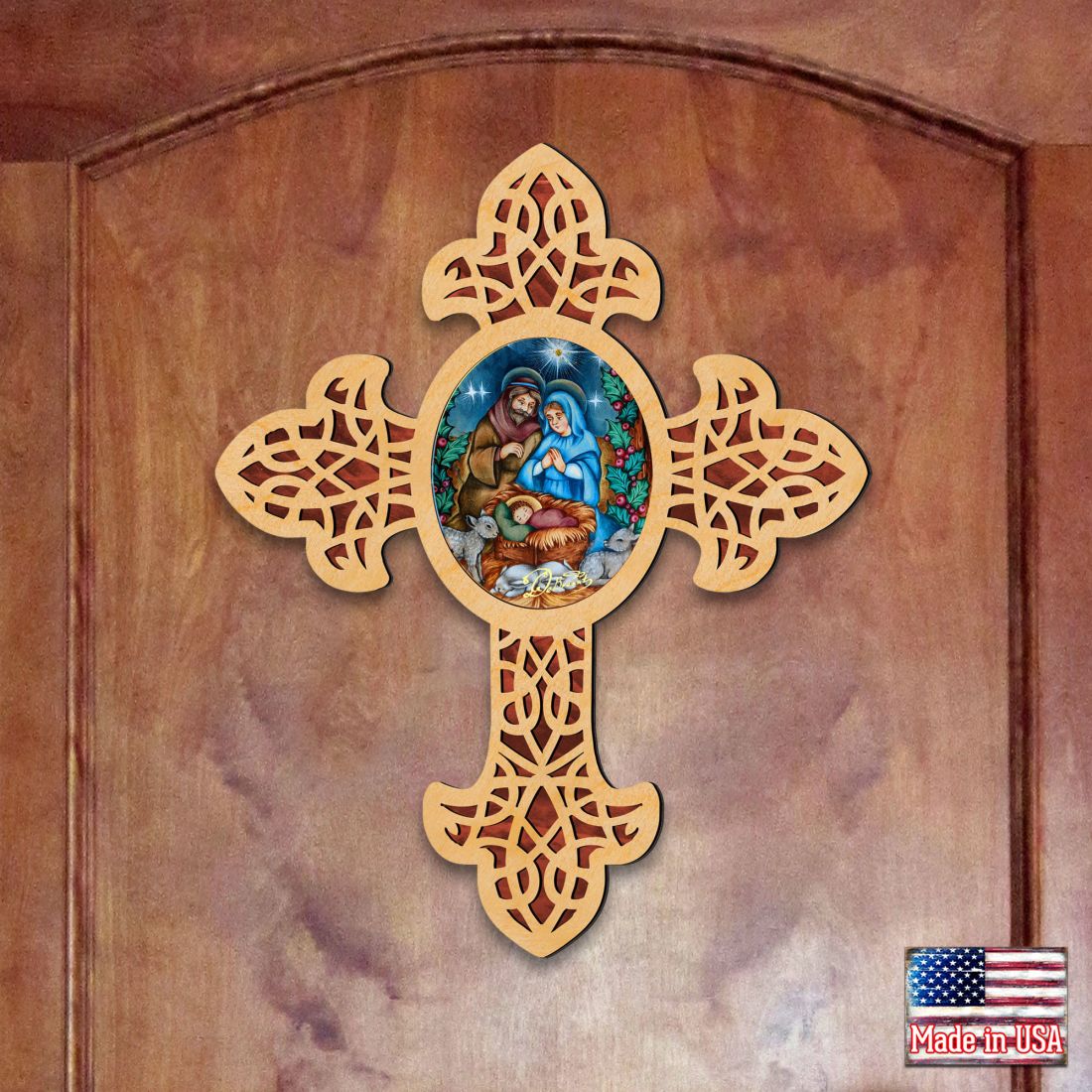 Cruz de madera puntiaguda de la Natividad del Pueblo de Museum Icons - Decoración inspiradora de iconos - 88389