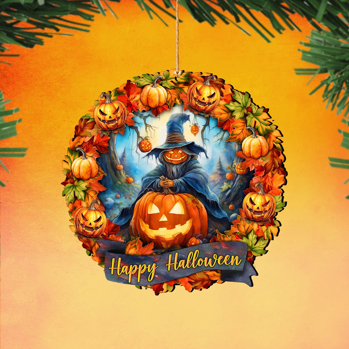 Happy Halloween Wreath Ornaments by G. Debrekht - Halloween Decor - 8652821