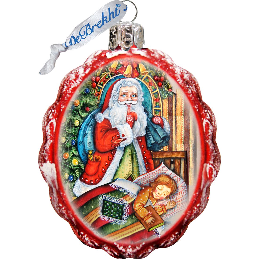 Juego de 3 adornos navideños de vidrio de mercurio de G. DeBrekht - Decoración navideña de Papá Noel y muñeco de nieve - 770103S3