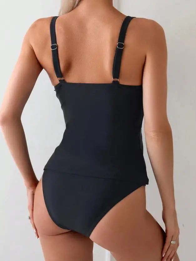 Women's Two-piece Casual Swimsuit P237 Black - Lootquake