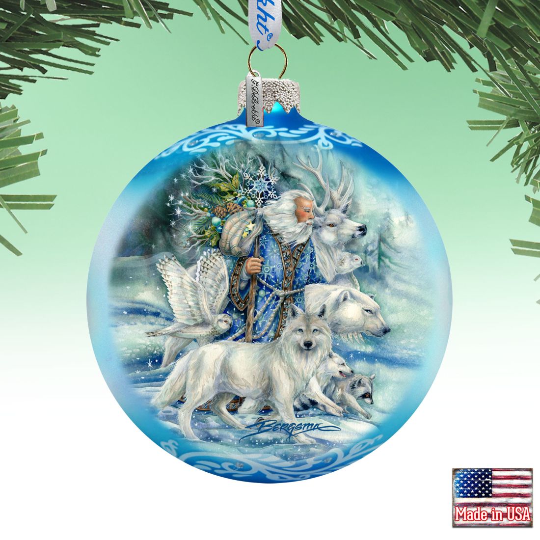 Adorno de cristal "Los espíritus salvajes del invierno", edición limitada, de J. Bergsma - Decoración navideña de Papá Noel y muñeco de nieve - 73910-JB