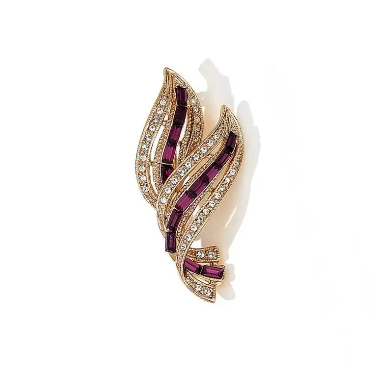 New Xiaoxiangfeng Diamond Studded Leaf Brooch - Lootquake