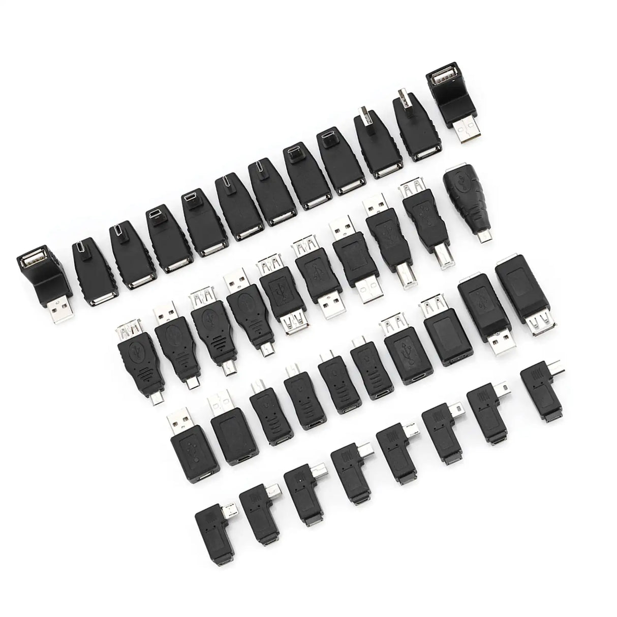 Pack of 40 Multiple USB2.0 Adapters Angled Mini Micro Type B Male Female Converters Connectors - Lootquake