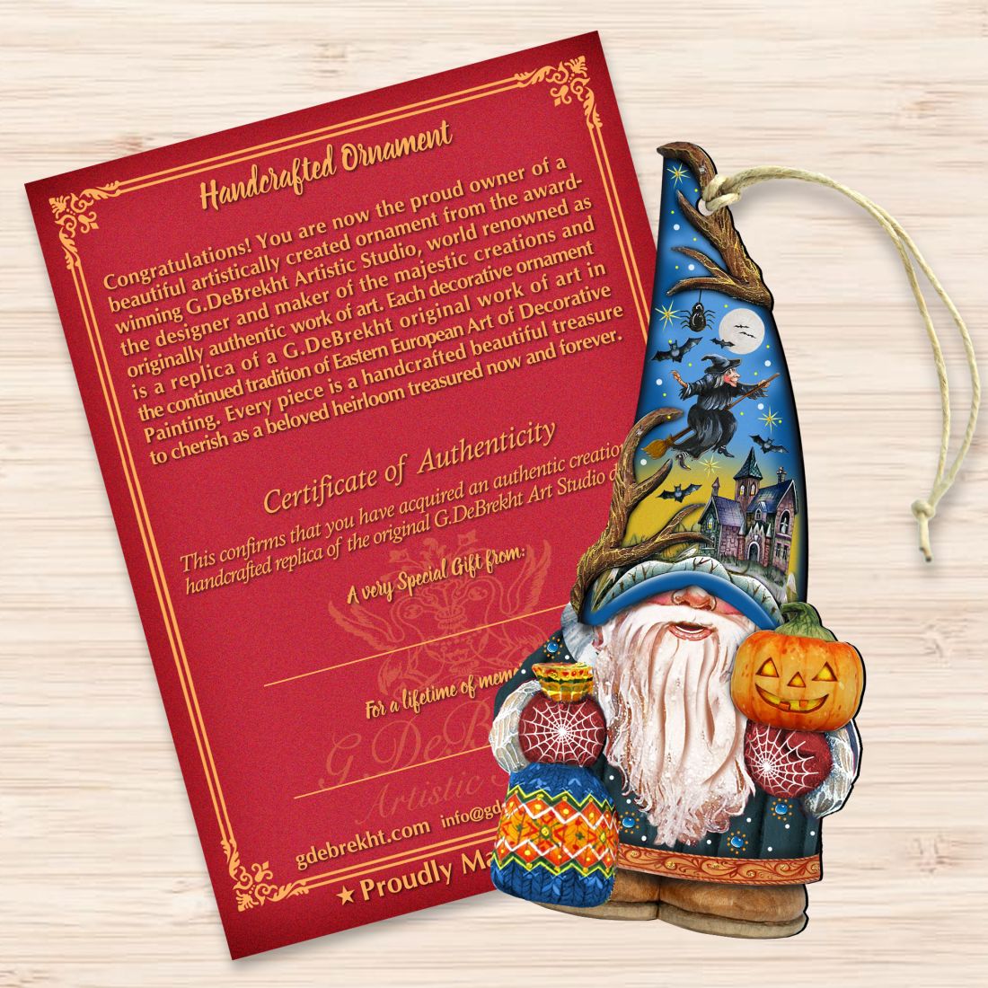 Fall Gnome Dwarf Wooden Ornaments by G. DeBrekht - Thanksgiving Halloween Decor - 8611016