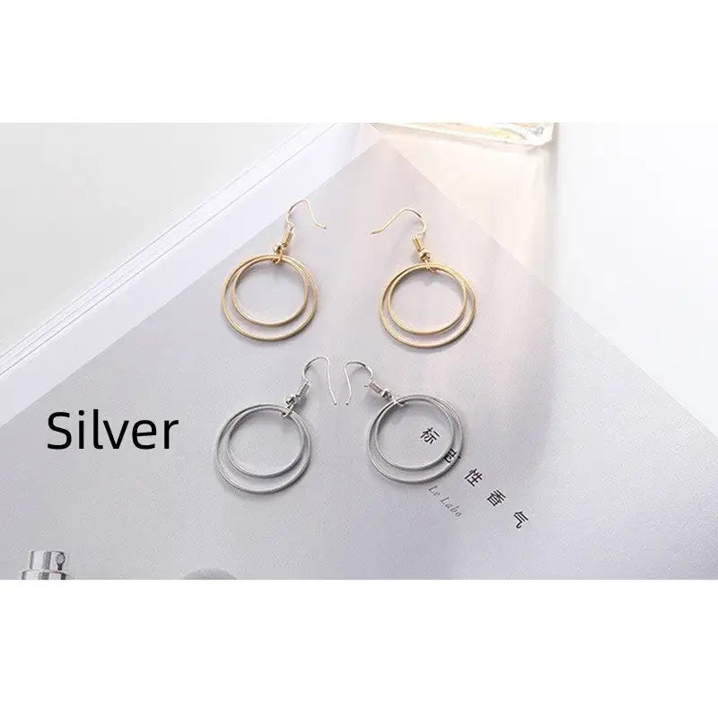 Metal Double-layer Geometric Small Circle - Lootquake