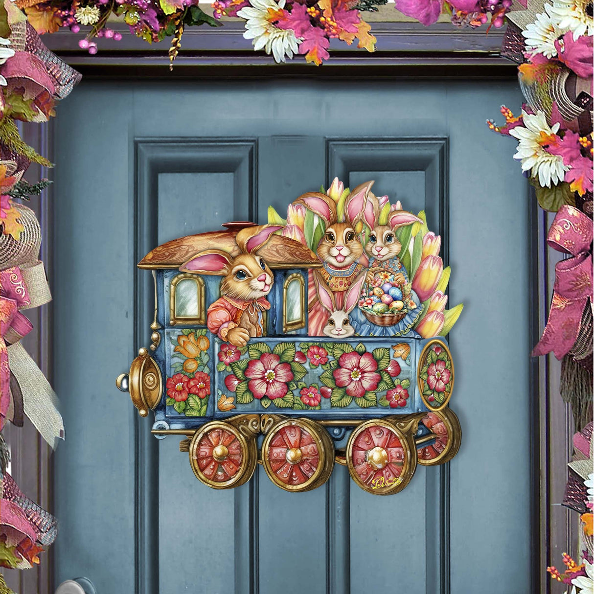 Easter Bunny Train Holiday Door Decor by G. Debrekht - Easter Spring Decor - 8652781H