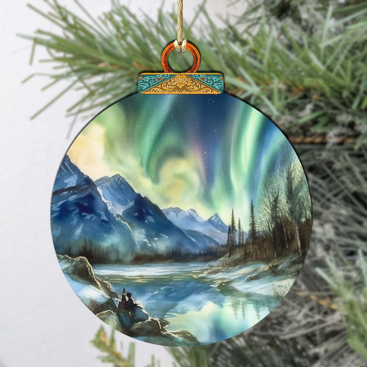 Adornos de madera de la aurora boreal de Alaska de G.Debrekht - Decoración navideña con temática de vida silvestre - 870039