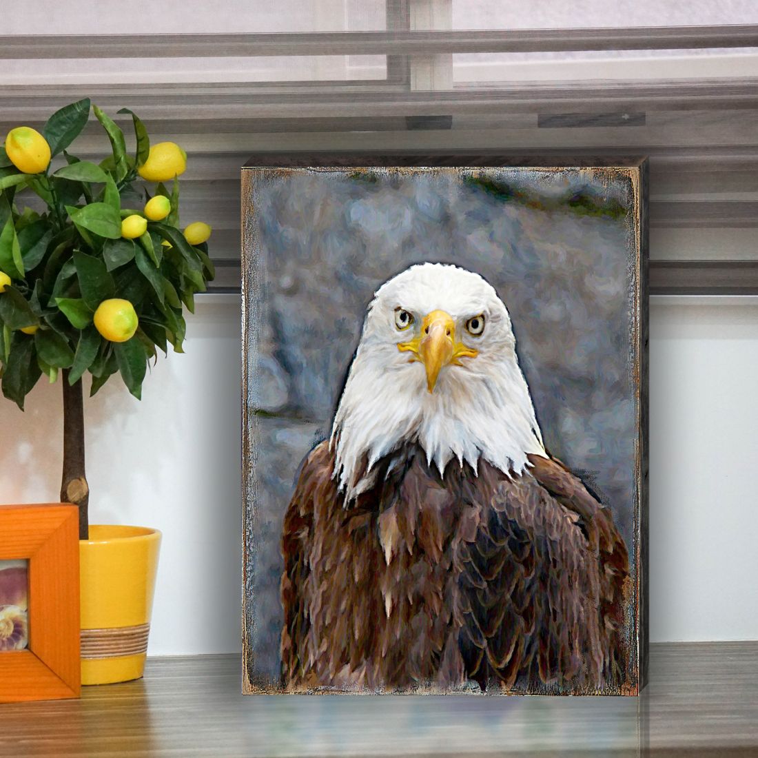 Eagle Portrait Art Wooden Wall Art by Nature Wonders - Nature Wildlife Decor - 95296B
