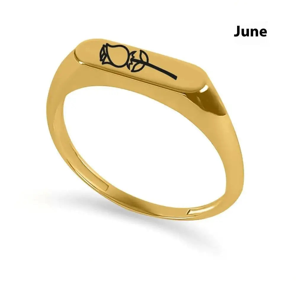 December Flowers And Plants Ring Stainless Steel Creative - Lootquake