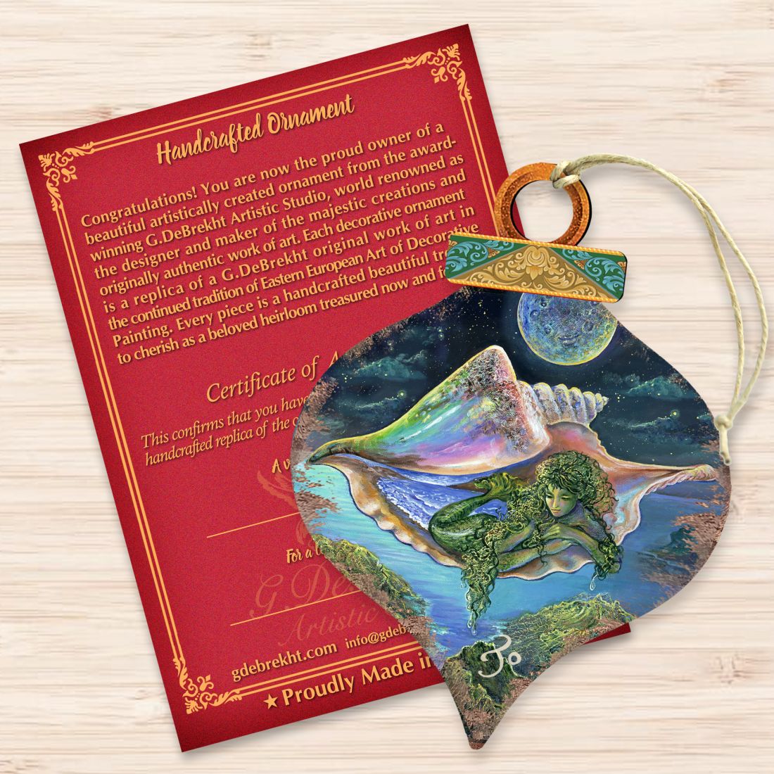 Sea View Shell Wooden Ornaments by Josephine Wall - Coastal Sea-Life Decor - 845621-JW