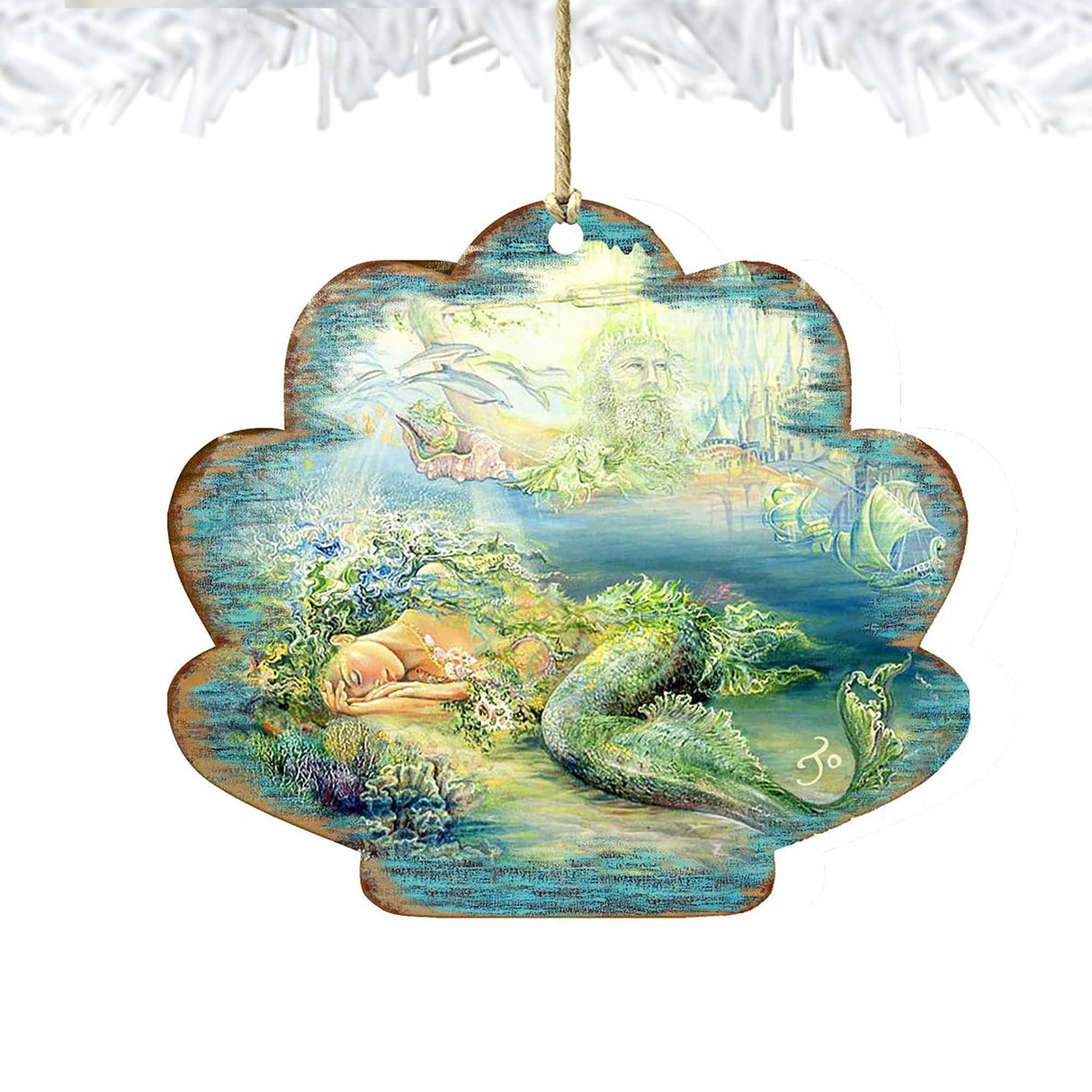 Dreams of Atlantis Wooden Ornaments by Josephine Wall - Coastal Sea-Life Decor - 8472102-JW
