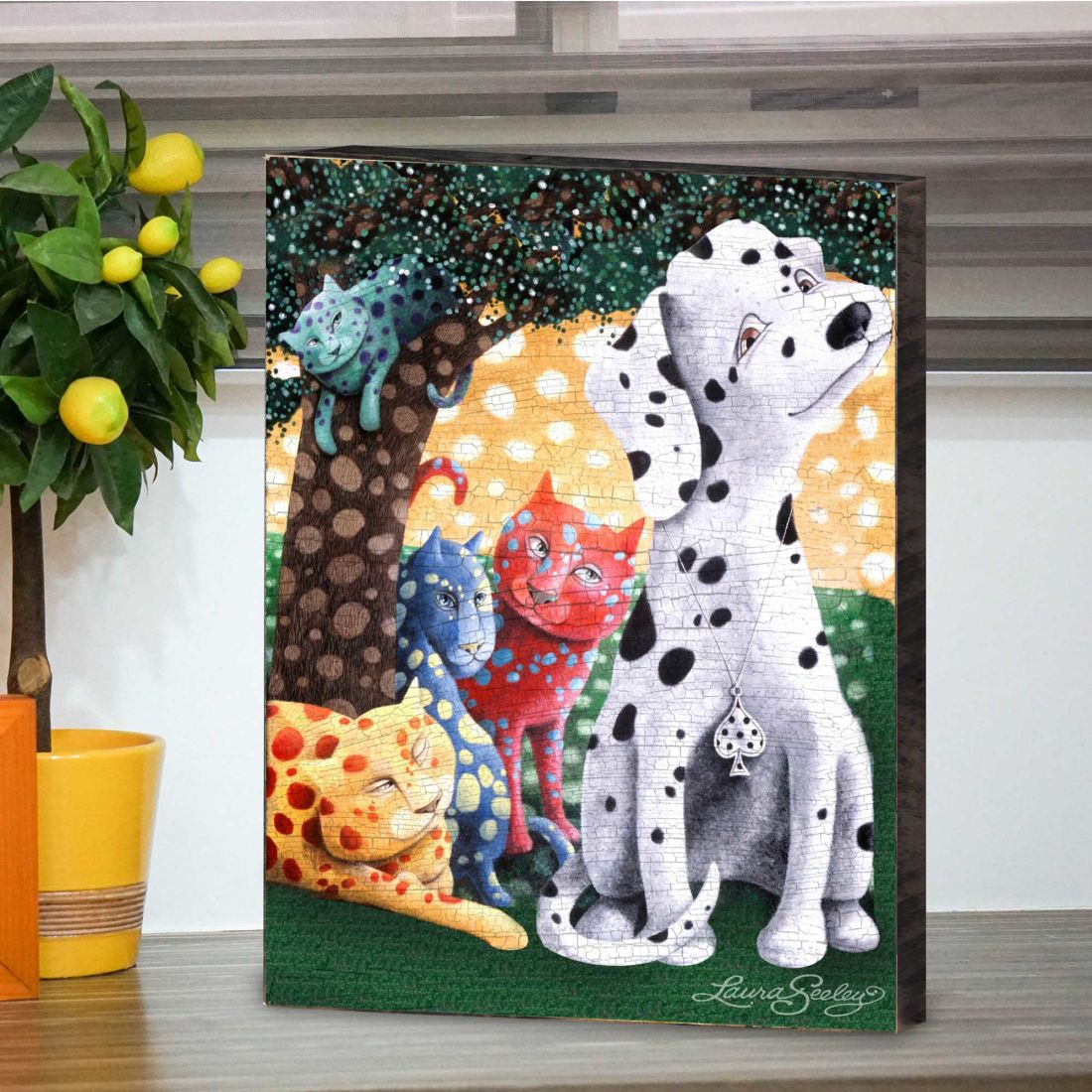 Arte mural de madera "El mundo que tejemos" de Laura Seeley - Decoración para perros y gatos - 8511119B