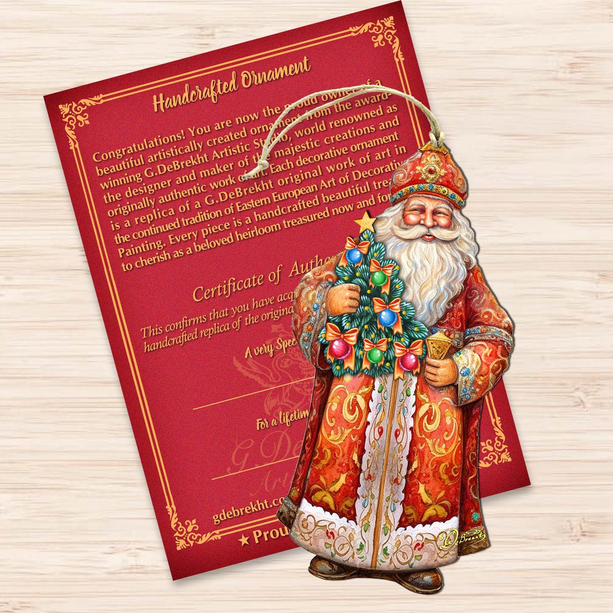 Santa's Tree of Joy Wooden Ornaments by G. Debrekht - Christmas Santa Snowman Decor - 8691418